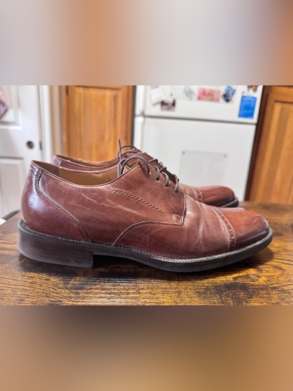 Johnston & Murphy Signature Series Brown Leather Cap Toe Oxford Shoes Men's 8.5M